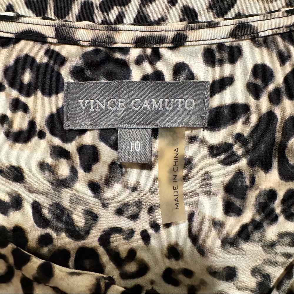 Vince Camuto Beige and Black Leopard Print Midi Dress - Picture 2 of 11